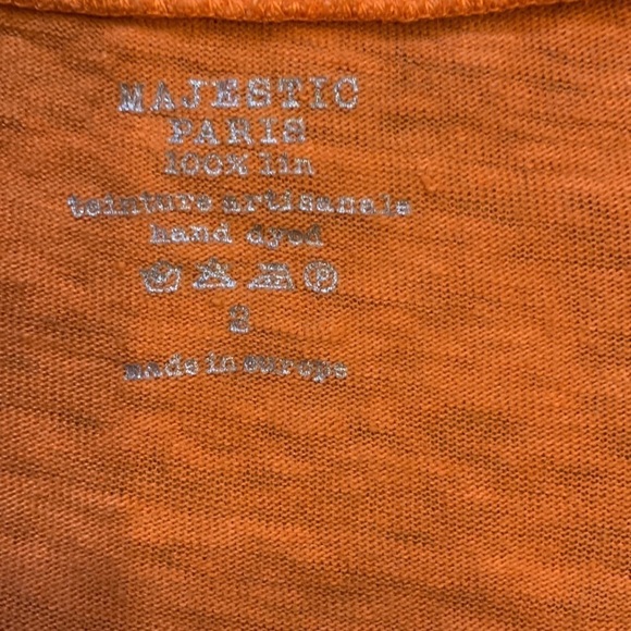 Majestic paris t shirt orange color v neck - Picture 2 of 2